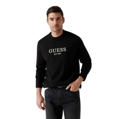 тениска,мъжки,тениски,guess,embroidery,logo,long,sleeve,t,shirt,black,(jet,black,a996)