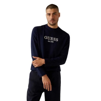 тениска,мъжки,тениски,guess,embroidery,logo,long,sleeve,t,shirt,blue,(smart,blue)