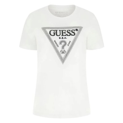 тениска,дамски,тениски,guess,krystal,triangle,short,sleeve,t,shirt,pure,white,(white)