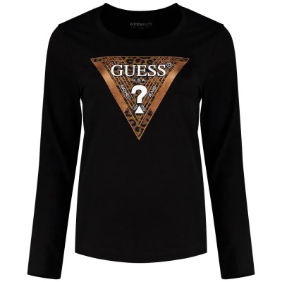 тениска,дамски,тениски,guess,leo,triangle,long,sleeve,t,shirt,black,(jet,black,a996)