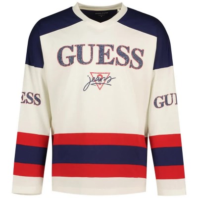 тениска,мъжки,тениски,guess,jeans,oversize,hockey,long,sleeve,t,shirt,white,(pristine,white,color)
