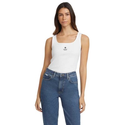 тениска,дамски,тениски,guess,jeans,slim,rib,emb,sleeveless,t,shirt,pure,white,(white)