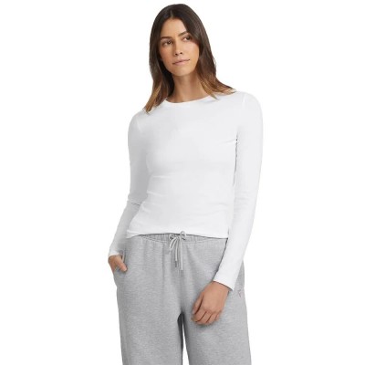 тениска,дамски,тениски,guess,jeans,slim,logo,emb,long,sleeve,t,shirt,pure,white,(white)