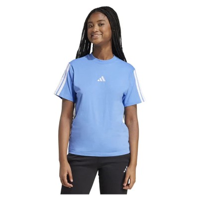 тениска,дамски,тениски,adidas,essentials,3,stripes,cotton,short,sleeve,t,shirt,blue,fusion,white,(blue)