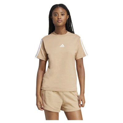 тениска,дамски,тениски,adidas,essentials,3,stripes,cotton,short,sleeve,t,shirt,warm,sandstone,white,(beige)