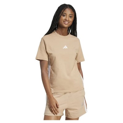 тениска,дамски,тениски,adidas,essentials,3,stripes,cotton,short,sleeve,t,shirt,beige,(white,warm,sandstone)