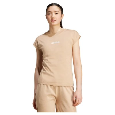 тениска,дамски,тениски,adidas,essentials,linear,cotton,short,sleeve,t,shirt,warm,sandstone,white,(beige)