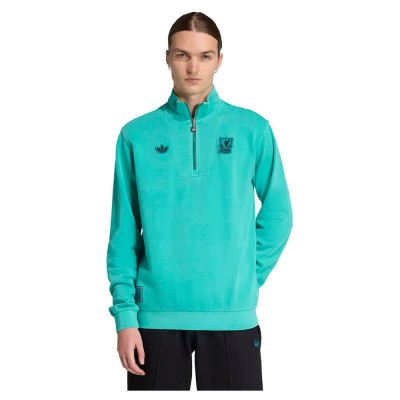 блуза,мъжки,пуловери,дамски,пуловери,adidas,liverpool,fc,terrace,icons,half,zip,sweatshirt,green,(sea,green)