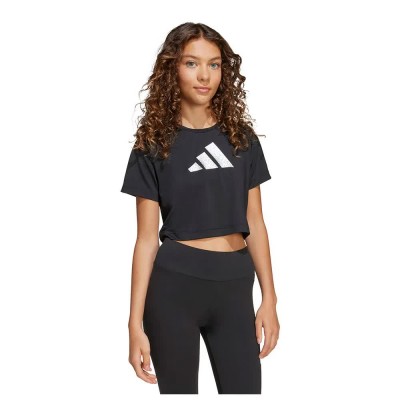 тениска,детски,тениски,adidas,training,essentials,glam,print,short,sleeve,t,shirt,black,silver,met