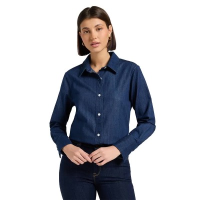 риза,с,дълъг,ръкав,дамски,ризи,lee,classic,long,sleeve,shirt,blue,(not,my,type)