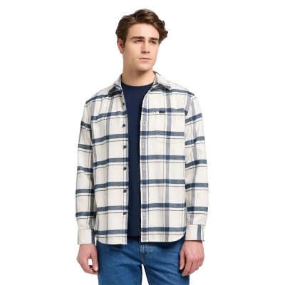 риза,с,дълъг,ръкав,мъжки,ризи,lee,mercantile,long,sleeve,shirt,vintage,ecru,jaspe,plaid,(white)