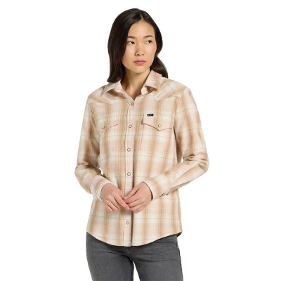 риза,с,дълъг,ръкав,дамски,блузи,дамски,ризи,lee,western,long,sleeve,shirt,khaki,plaid,(beige)