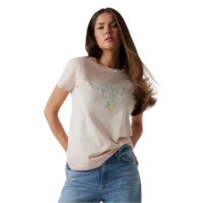 тениска,дамски,тениски,guess,w5gi23k9rm1,short,sleeve,t,shirt,pink,pearl,multi,(beige)