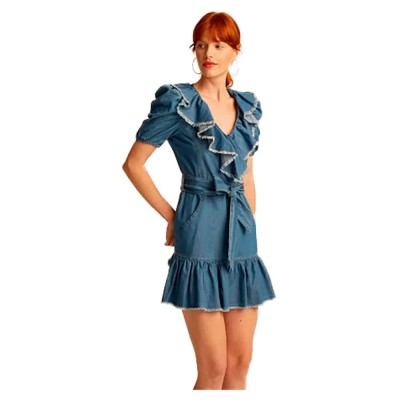 рокля,дамски,поли,и,рокли,&,me,norma,short,sleeve,short,dress,blue,(blue)