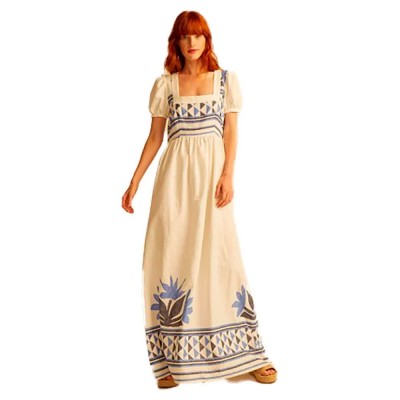 рокля,дамски,поли,и,рокли,&,me,yeva,short,sleeve,long,dress,beige,(white)