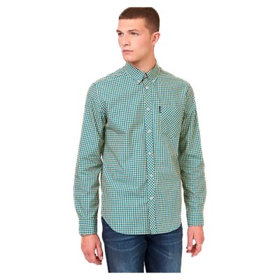 риза,с,дълъг,ръкав,мъжки,ризи,ben,sherman,signature,gingham,long,sleeve,shirt,yellow,(green)