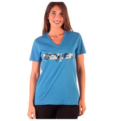тениска,дамски,тениски,blauer,21sbldh02139,004547,short,sleeve,v,neck,t,shirt,blue,(light,blue)