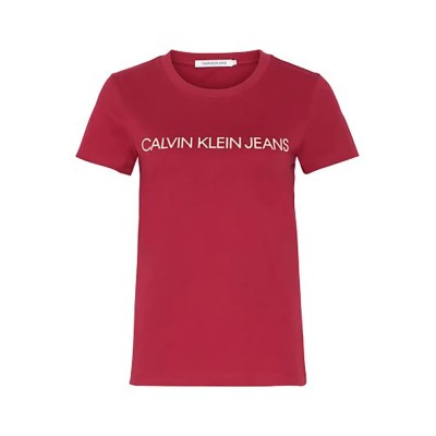 тениска,дамски,тениски,calvin,klein,institucinal,logo,short,sleeve,t,shirt,red