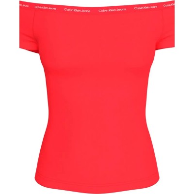 фланелка,с,къс,ръкав,дамски,топове,calvin,klein,j20j223098,short,sleeve,top,red,(red)