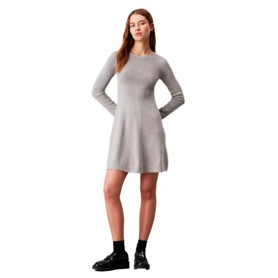 рокля,дамски,поли,и,рокли,calvin,klein,j20j224156,long,sleeve,midi,dress,grey