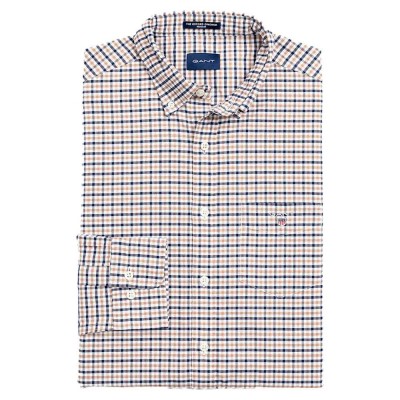риза,с,дълъг,ръкав,мъжки,ризи,gant,oxford,gingham,long,sleeve,shirt,brown