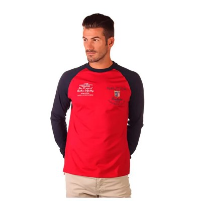тениска,мъжки,тениски,nautica,k24620,long,sleeve,t,shirt,red