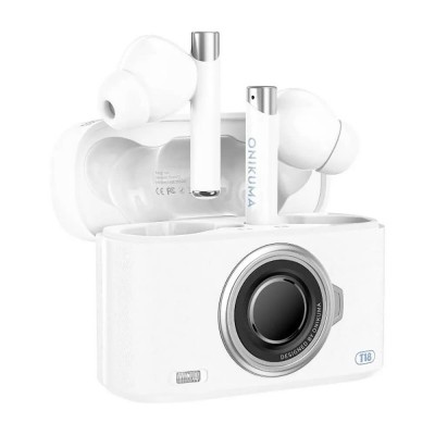 слушалки,слушалки,onikuma,t18,wireless,earphones,white