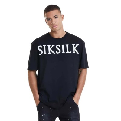 тениска,мъжки,тениски,siksilk,19490,short,sleeve,t,shirt,black,(black,white)