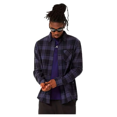 риза,с,дълъг,ръкав,дамски,ризи,мъжки,ризи,oakley,podium,plaid,flannel,long,sleeve,shirt,black,grey,(black,graphite,amethyst)