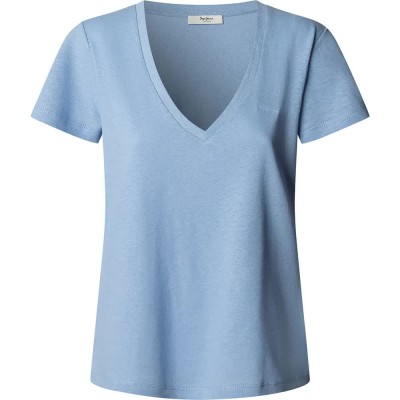 тениска,мъжки,тениски,дамски,тениски,pepe,jeans,megan,short,sleeve,v,neck,t,shirt,blue,(bay,blue)