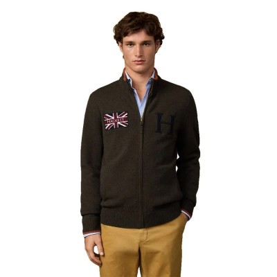 блуза,мъжки,пуловери,hackett,heritage,rally,full,zip,sweater,green,(hunter,green)