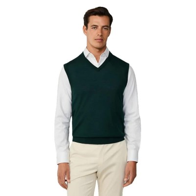 потник,мъжки,пуловери,hackett,merino,silk,knitted,vest,dark,green