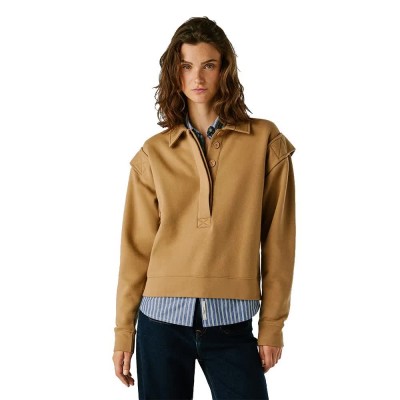 блуза,дамски,блузи,pepe,jeans,balli,sweatshirt,brown,(caramel,beige)