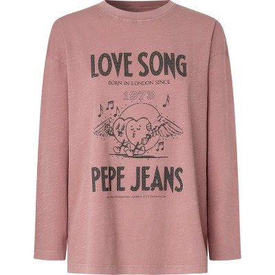 тениска,дамски,тениски,pepe,jeans,bee,long,sleeve,t,shirt,pink,(slate,rose,pink)