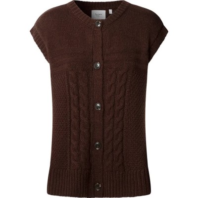 потник,дамски,пуловери,дамски,плетени,дрехи,pepe,jeans,caresse,knitted,vest,chocolate,brown