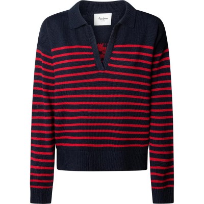 блуза,дамски,пуловери,дамски,плетени,дрехи,pepe,jeans,carlina,v,neck,sweater,dulwich,blue,(blue)
