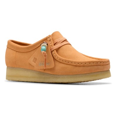 обувки,дамски,обувки,clarks,shoes,wallabee,shoes,orange,(pale,peach,suede)