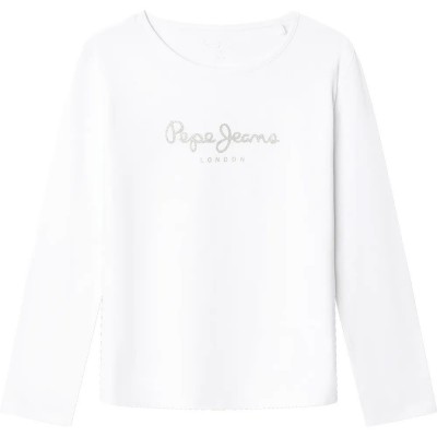 тениска,мъжки,тениски,дамски,тениски,pepe,jeans,hana,glitter,long,sleeve,t,shirt,white,(white)