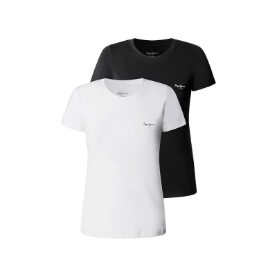 тениска,мъжки,тениски,дамски,тениски,pepe,jeans,new,vicky,short,sleeve,t,shirt,2,units,white,black,(black)