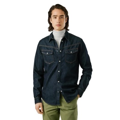 риза,с,дълъг,ръкав,дамски,ризи,мъжки,ризи,pepe,jeans,western,regular,denim,long,sleeve,shirt,blue,(denim,rinse)