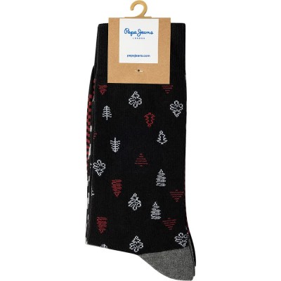 чорапи,мъжки,чорапи,pepe,jeans,xmas,tree,crew,socks,3,pairs,black