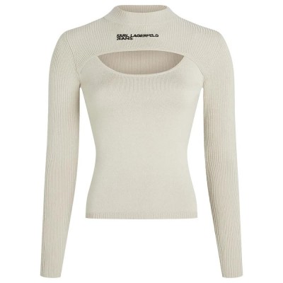 блуза,дамски,пуловери,дамски,плетени,дрехи,karl,lagerfeld,a4w18013,high,neck,sweater,moonstruck,(beige)