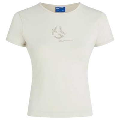 тениска,дамски,тениски,karl,lagerfeld,studded,slim,fit,t,shirt,moonstruck,(beige)
