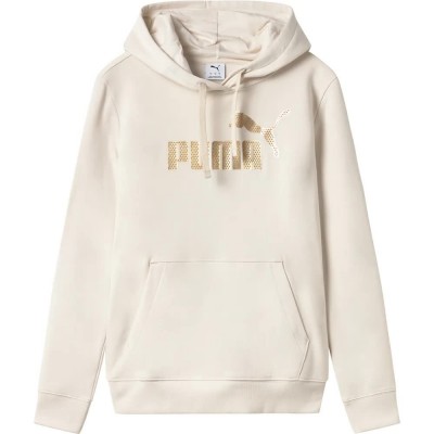 суичър,дамски,блузи,puma,essentials+,textured,foil,big,logo,hoodie,alpine,snow,(beige)