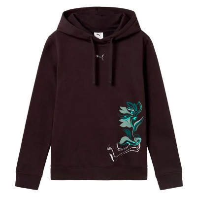 суичър,дамски,блузи,puma,graphic,flowered,hoodie,black