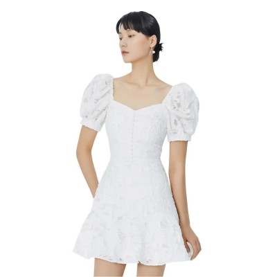 рокля,дамски,поли,и,рокли,lily,bubble,short,sleeve,dress,white