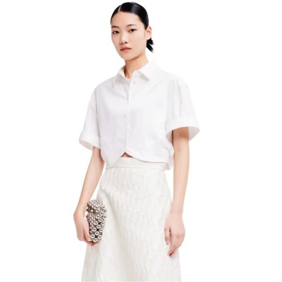 риза,с,къс,ръкав,дамски,блузи,дамски,ризи,lily,temperament,commuter,short,sleeve,shirt,off,white,(white)