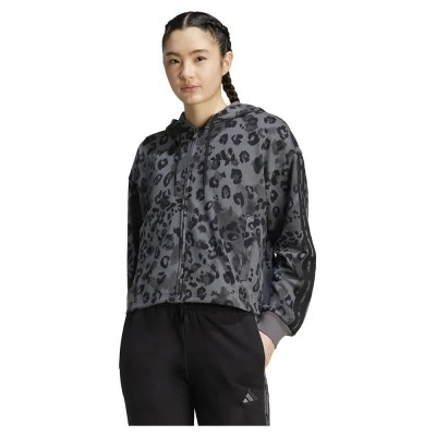 блуза,дамски,блузи,adidas,animal,print,3,stripes,french,terry,full,zip,sweatshirt,grey