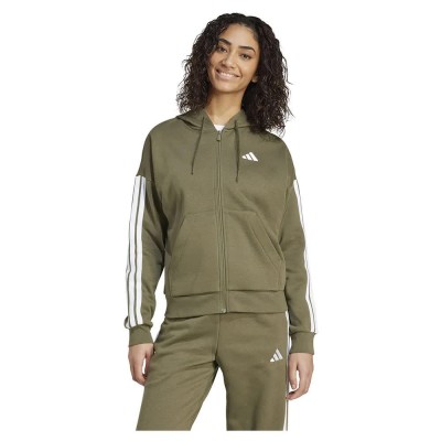поларена,блуза,дамски,блузи,adidas,essentials,3,stripes,fleece,full,zip,sweatshirt,olive,strata,white,(green)
