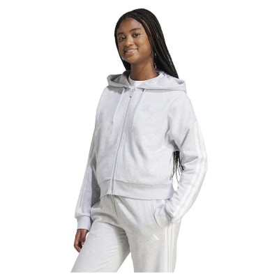 блуза,дамски,блузи,adidas,essentials,3,stripes,french,terry,full,zip,sweatshirt,light,grey,heather,white,(grey)